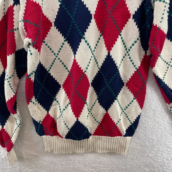 Parker of vienna Mens sweater size large Diamond pullover golf Red chunky knit - Picture 8 of 8